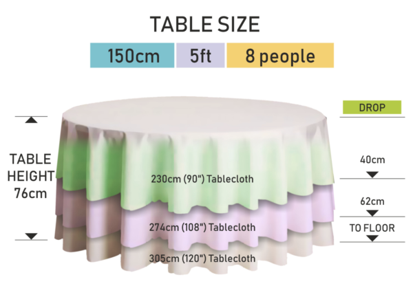 Black round tablecloth (274 cm for 1.5 round table) - Image 2